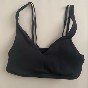 Aerie Black Ribbed V Neck Sports Bra